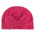 Soft rose red baby turban hat featuring a large knot bow and comfortable fabric - Rose Red