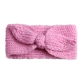 Sweet pink knitted baby headband with a large decorative bow made of soft thick yarn - Pink