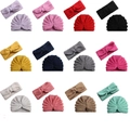 Set di cappelli e fasce in maglia per neonati in dodici colori con dettaglio a fiocco - Taglia unica / 12 Colori Misti