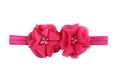 Bandeau bébé en mousseline rose fuchsia cousu main avec des strass et des perles chic - Rose rouge