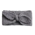 Cute grey knitted baby headband featuring large bunny ears and thick weave texture - Gray