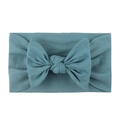 Soft ribbed knit baby headband with large dark teal bow for infants and toddlers - Navy Blue