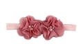 Bandeau rose pour bébé avec deux fleurs en mousseline, perles et strass brillants - Rose chair