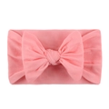 Soft pink nylon bow headband for baby girls with stretchy knit fabric design - Pink