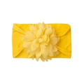 Close-up of bright yellow nylon baby headband with a large chiffon floral decorative flower - Bright Yellow