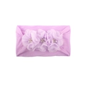 Detalle de diadema para bebé con flores de gasa lavanda, perlas y pedrería brillante - Púrpura