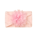 Soft nylon baby headband with layered chiffon flower in light pink for infant photography - Light Pink