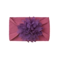 Detail of baby headband with purple chiffon flower and deep pink elastic fabric - Deep Purple