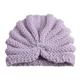 Zachte gebreide baby tulband muts in lichtpaarse kleur voor warm en comfortabel dragen - Paars