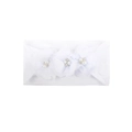 Diadema para bebé con flores de gasa blanca adornadas con perlas y brillantes - Blanco