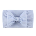 Soft nylon infant headband featuring a large lavender bow with fine knit texture - Light Purple