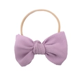 Cute lavender waffle knit bow headband with soft nude elastic nylon band for baby girls - Purple