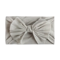 Soft light grey nylon headband for infants with a large ribbed texture bow detail - Gray