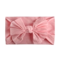Soft pink nylon baby headband with a large decorative bow for infants and toddlers - Pink