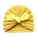 Cozy bright yellow knit baby turban hat featuring a large decorative matching bow - Yellow