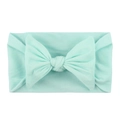 Cute mint green nylon baby headband with a large soft knot bow for infant girls - Mint Green