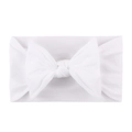 Soft white nylon headband with large bow for baby girls, seamless and comfortable - White