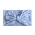 Macro detail of the light blue knit nylon headband with a large soft bow for babies - Light Purple