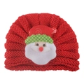 Rote Winter-Strickmütze für Babys im Turban-Stil mit niedlichem Weihnachtsmann-Aufnäher - Einheitsgröße / Stil C (Weihnachtsmann Mit Grünem Rand)