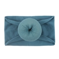 Soft nylon baby headband with a large donut knot in elegant deep teal green color - Navy Blue
