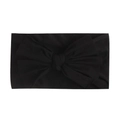 Detailed view of the soft black nylon headband featuring a large fabric bow decoration - Black