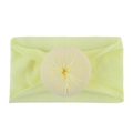 Soft pale yellow nylon baby headband featuring a flexible wide band and donut-shaped knot - Beige