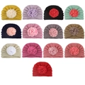 Knit baby beanie with large flower detail in 13 colors for autumn and winter warmth - 13 Colors Mixed Pack