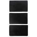 Three-piece set of soft black nylon headbands with donut, bow, and chiffon flower designs - Black