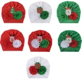 Christmas baby turban hats set in red, green and white with festive cartoon decorations - 7-Color Assorted Mix