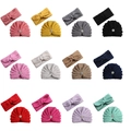 Lot de 12 bonnets en tricot pour bébé et bandeaux à nœud avec détails en strass - Taille unique / 12 Couleurs Mélangées