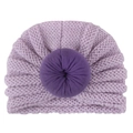 Gorro turbante de punto morado para bebé con nudo de dona para calidez y confort invernal - Morado