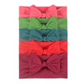 Dettagli di cinque fasce per neonati in nylon morbido con grandi fiocchi in vari colori - Rosa Verde Navy Rosso Viola (A)