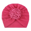 Berretto neonato foderato in pile con grande fiore di rosa in colore rosa acceso - Rosa Rosso