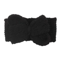 Gros plan d'un bandeau en tricot noir pour enfants avec un grand nœud papillon - Noir