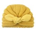Berretto a turbante in maglia giallo zenzero per neonati con nodo decorativo invernale - Giallo
