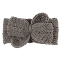 Détail du bandeau bébé en tricot gris montrant le nœud papillon et la texture douce - Gris