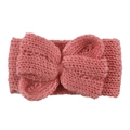 Bandeau bébé en tricot rose avec un gros nœud central élégant pour nourrissons - Rose Poudré