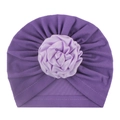Turbante viola per neonati decorato con un grande fiore di rosa 3D in raso morbido - Viola