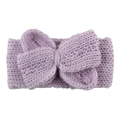 Détail de la texture tricotée du bandeau enfant lavande avec grand nœud décoratif - Violet