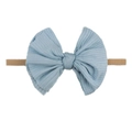 Bandeau à nœud côtelé bleu clair pour bébés avec serre-tête élastique confortable - Bleu