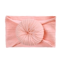 Pink elastic nylon baby headband with a soft donut-shaped jacquard knit knot - Pink