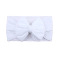 Diadema elástica de nailon jacquard para bebé con lazo blanco grande y texturizado - Blanco (11-0601)