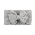 Bandeau bébé en nylon jacquard gris clair avec un grand nœud en tricot côtelé - Gris (14-4203)