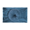 Soft grey-blue jacquard knit infant nylon headband with a doughnut knot decoration - Navy Blue