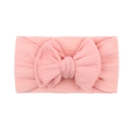 Bandeau bébé en nylon jacquard rose avec grand nœud et texture côtelée - Rose (15-1717)