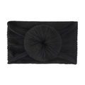 Elastic black nylon headband for babies featuring a stylish knitted donut knot design - Black