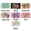 Lot de 7 bandeaux bébé en nylon avec nœuds floraux et motifs colorés variés - 7 Couleurs Mélangées (ai-Styles Aléatoires)