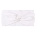 Close-up of white knotted nylon hair band showing soft fabric texture and twist detail - White