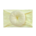 Soft light yellow nylon donut headband for infants featuring a stretchy knitted texture - Beige