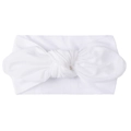 Stylish white knotted wide cotton headband for baby girls with soft fabric bow design - White